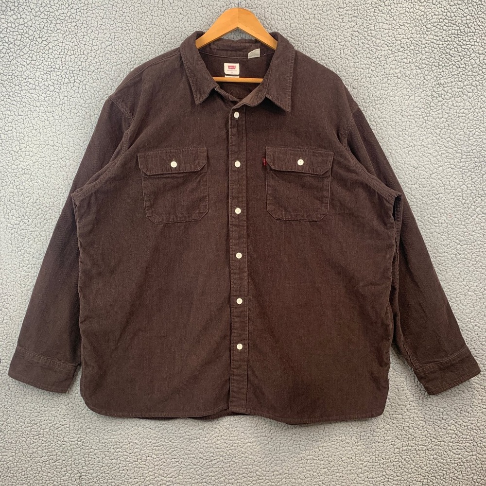 Levi's Men's Brown 3XL Corduroy Button-Down Shirt 100% Cotton Relaxed Fit